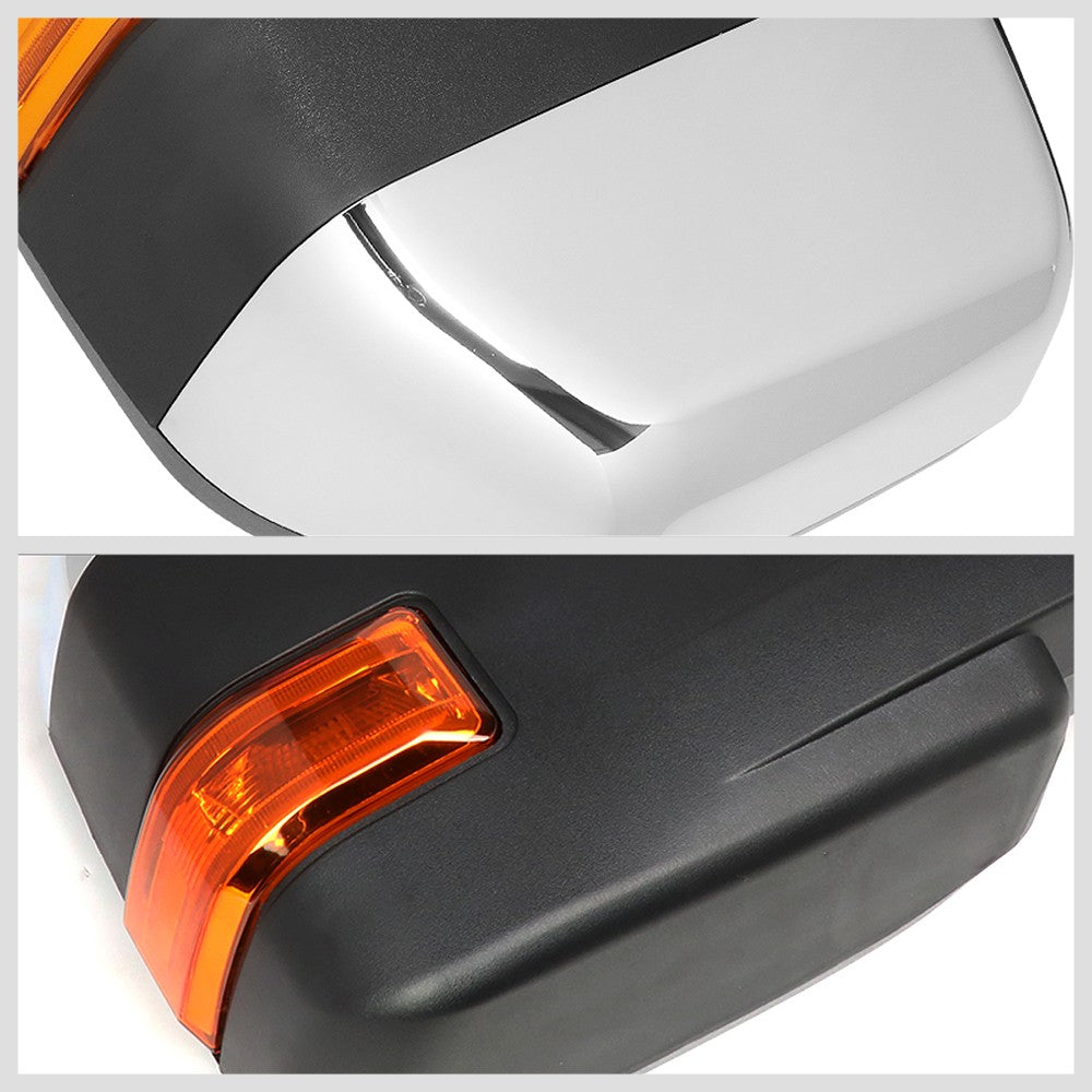 Left/Right Chrome Towing Side Mirror Manual LED Turn Signal for 04-14 F-150