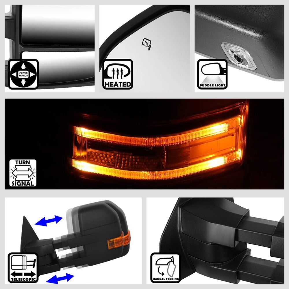Left/Right Towing Side Mirror Powered W/Heated LED Turn Signal for 04-14 F150