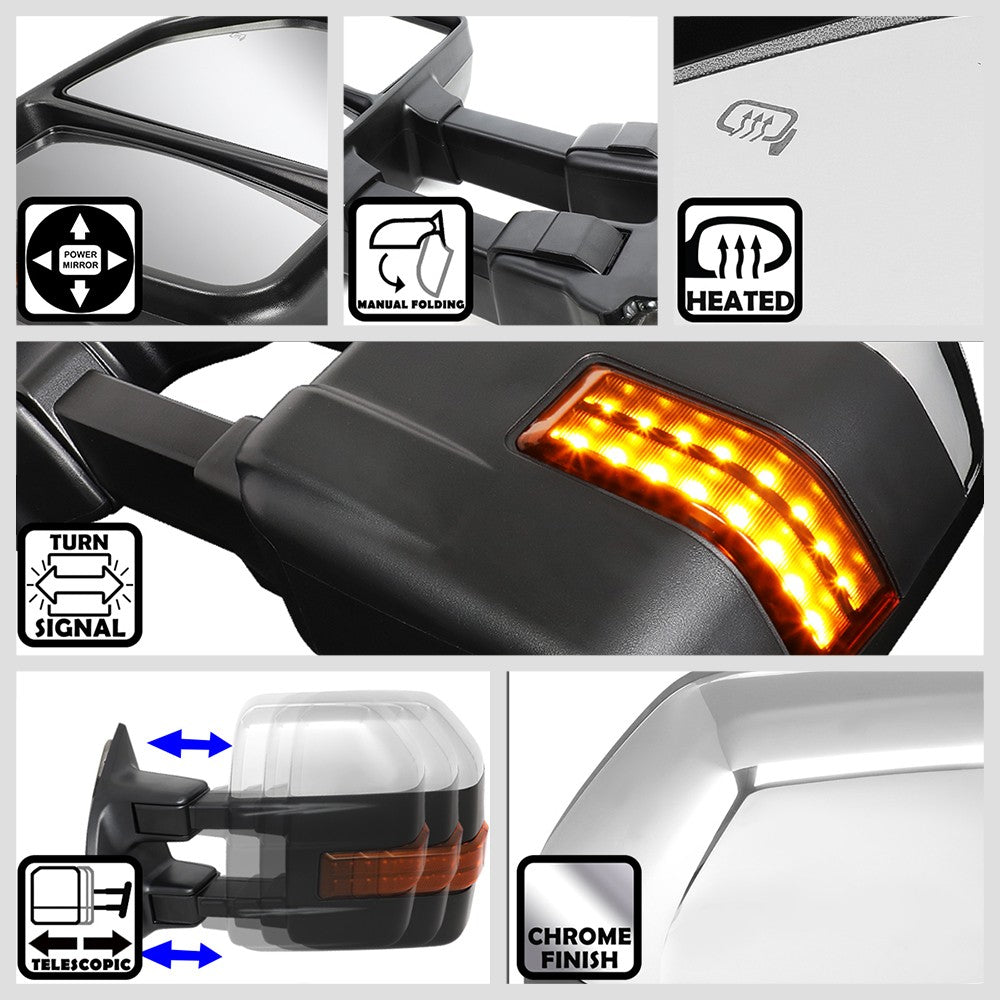 Left/Right Towing Side Mirror Powered W/Heated Turn Signal for 99-07 F-350 SD