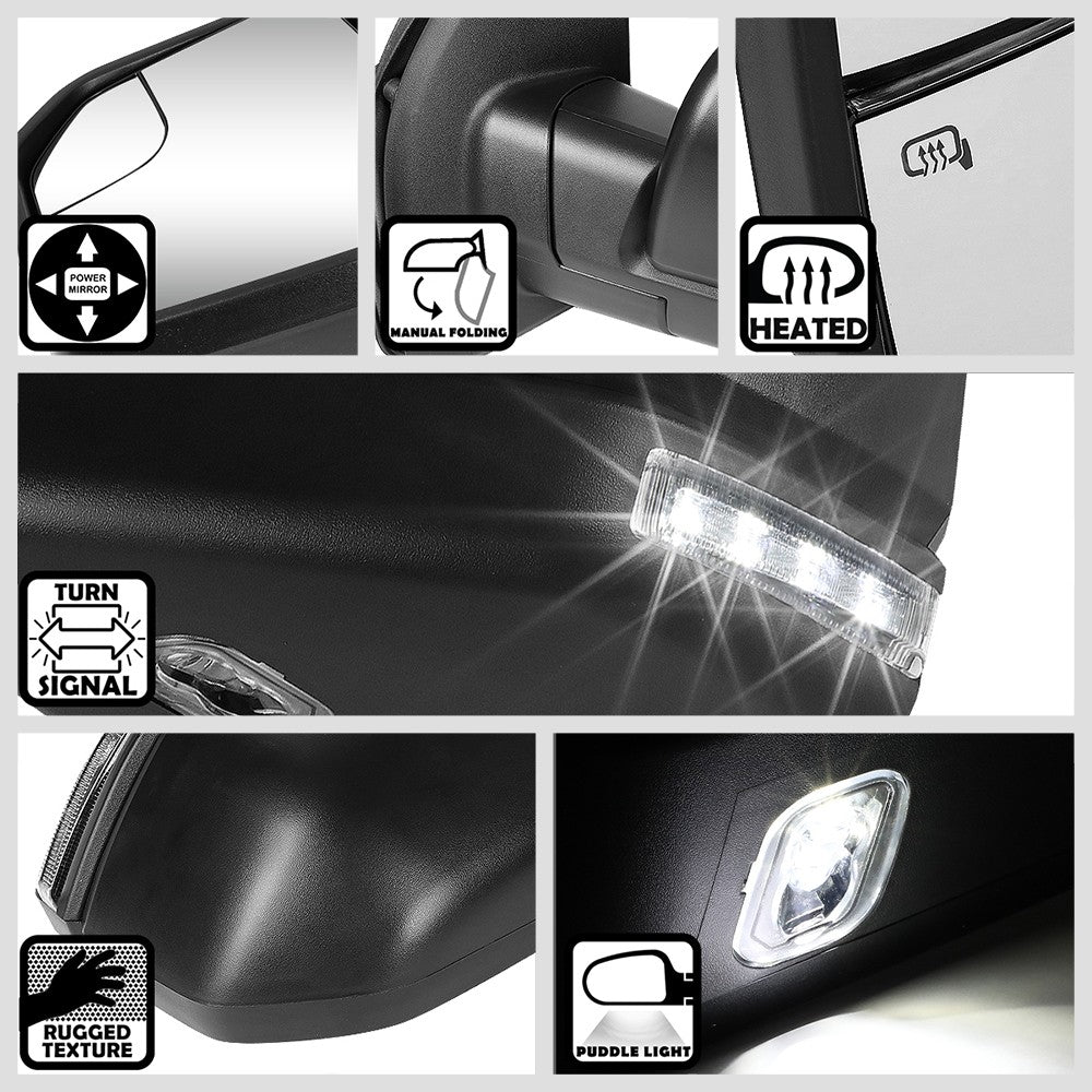 Left Towing Side Mirror Powered Heated Turn Signal Puddle Light for 15-18 F-150