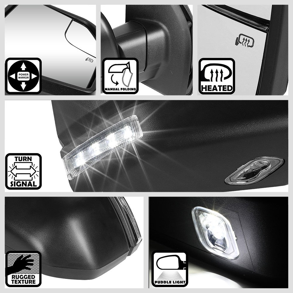 Right Towing Side Mirror Powered Heated Turn Signal Puddle Light for 15-18 F-150