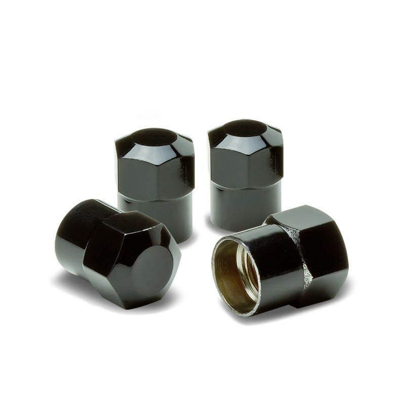 Black Brass Metal Coated Tire Rim Valve Wheel Air Port Dust Cover Set Stem Cap-Accessories-BuildFastCar