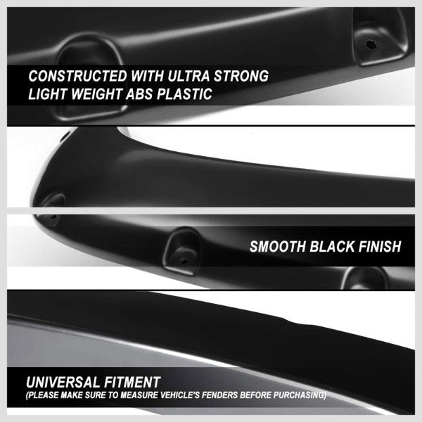 Black Smooth Pocket-Riveted Wheel Fender Flare Guard For 07-14 Toyota FJ Cruiser-Exterior-BuildFastCar