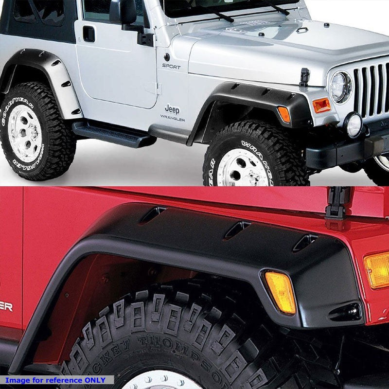 Matte Black ABS Pocket-Rivet Style Wheel Fender Flare For 97-06 Jeep Wrangler TJ-Exterior-BuildFastCar
