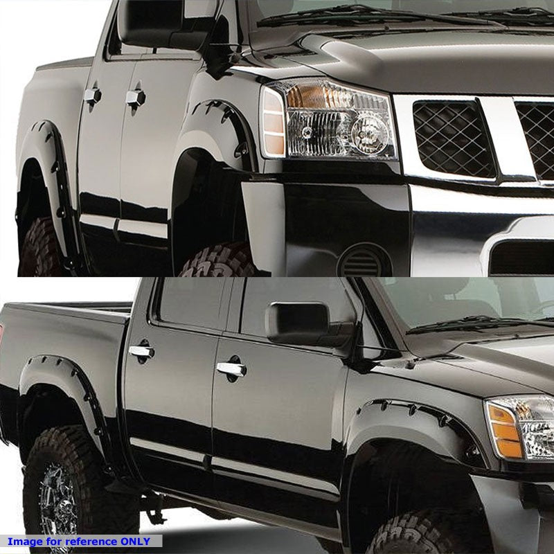 Matte Black ABS Pocket-Riveted T1 Wheel Fender Flares Guard For 04-14 Titan-Exterior-BuildFastCar