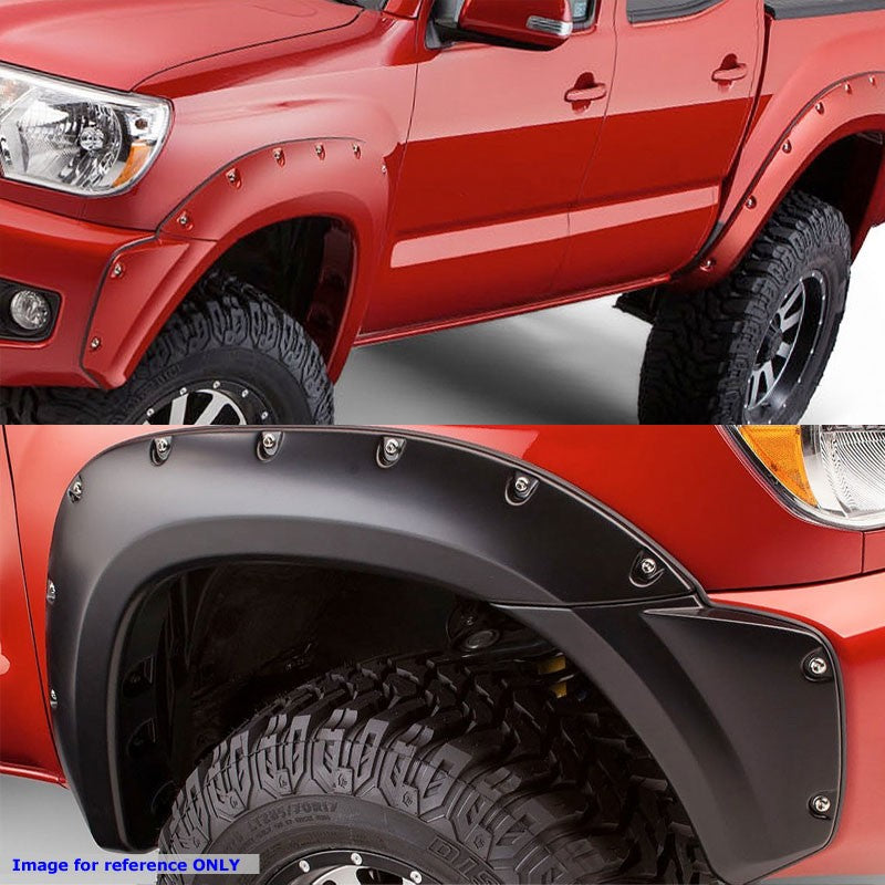 Matte Black ABS Pocket-Riveted T2 Wheel Fender Flares For 12-15 Tacoma 73.5" Bed-Exterior-BuildFastCar