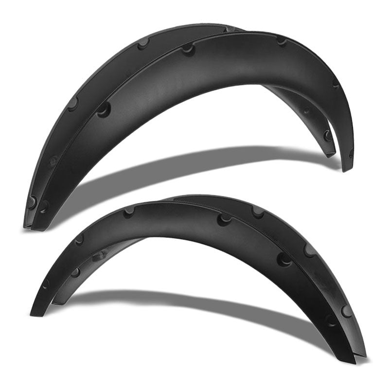 Black Pocket-Riveted Race Wheel Fender Flare Guard For Universal RWD 12.5"F/14"R-Exterior-BuildFastCar