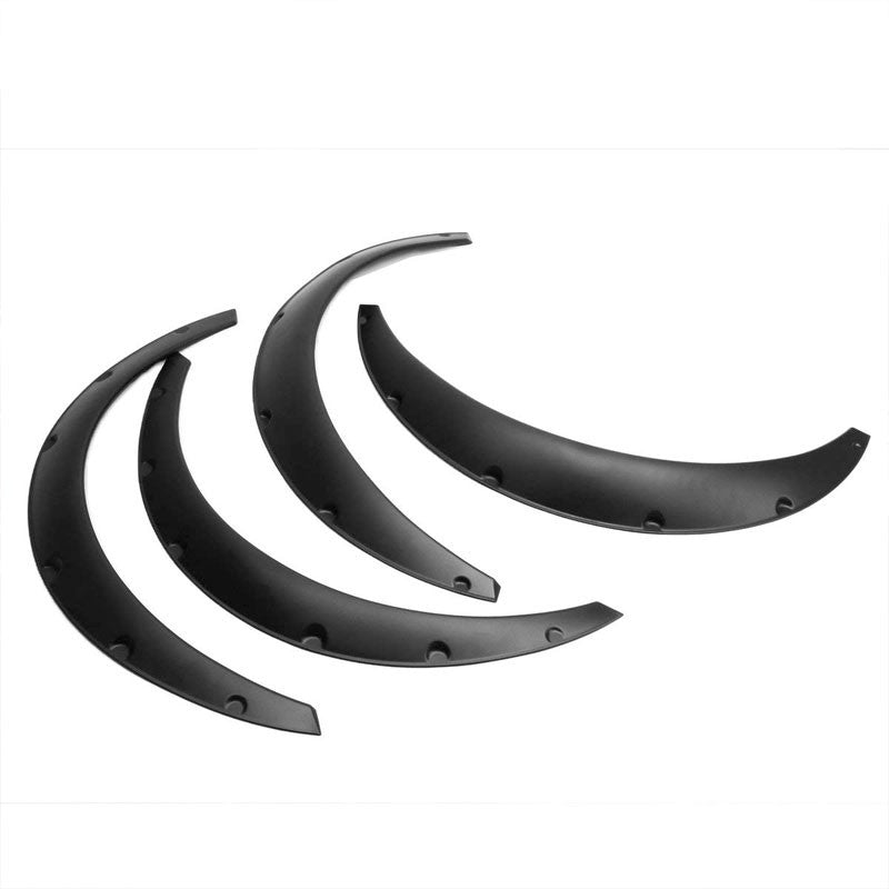 Black Pocket-Riveted Race Wheel Fender Flare Guard For Universal RWD 12.5"F/14"R-Exterior-BuildFastCar