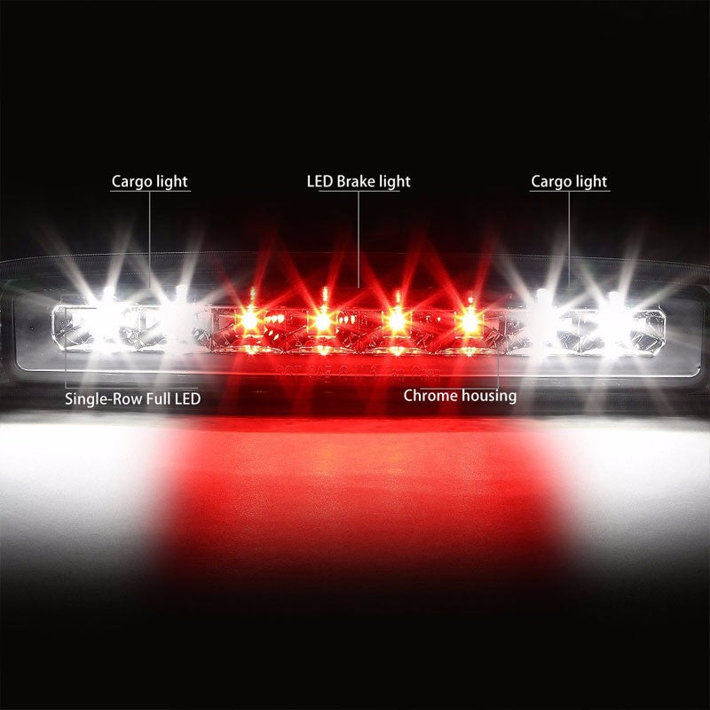 Chrome Housing Clear Len Third Brake/Reverse LED Light For Dodge 97-10 Dakota-Exterior-BuildFastCar