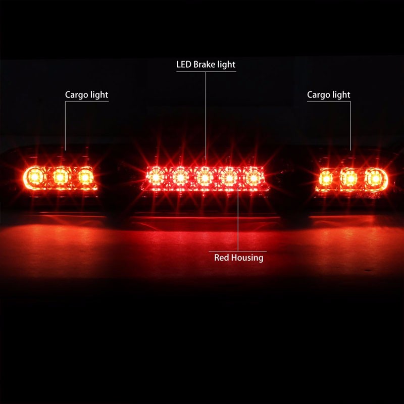 Chrome Housing Red Len Rear Third Center Brake Red Light For Ford 15-16 F-150-Exterior-BuildFastCar