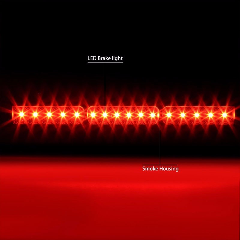 Black Housing Smoke Len Rear Third Brake Red LED Light For Ford 97-03 F150/F250-Exterior-BuildFastCar