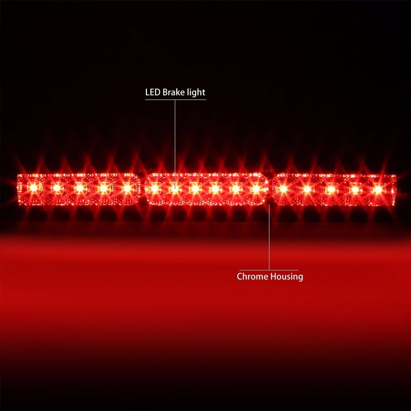 Chrome Housing Clear Len Rear Third Brake Red LED Light For Ford 97-03 F150/F250-Exterior-BuildFastCar