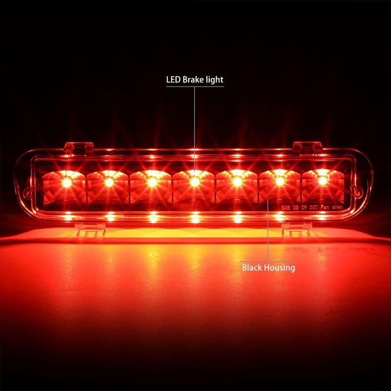 Clear Lens/Black LED Bulb Rear 3RD Third Brake Light Lamp For 09-11 Ford Flex-Exterior-BuildFastCar