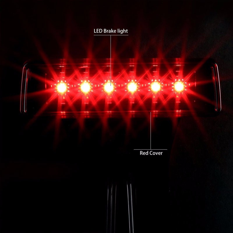 Chrome Housing Red Len Rear Third Brake LED Light For Jeep 07-17 Wrangler JK-Exterior-BuildFastCar