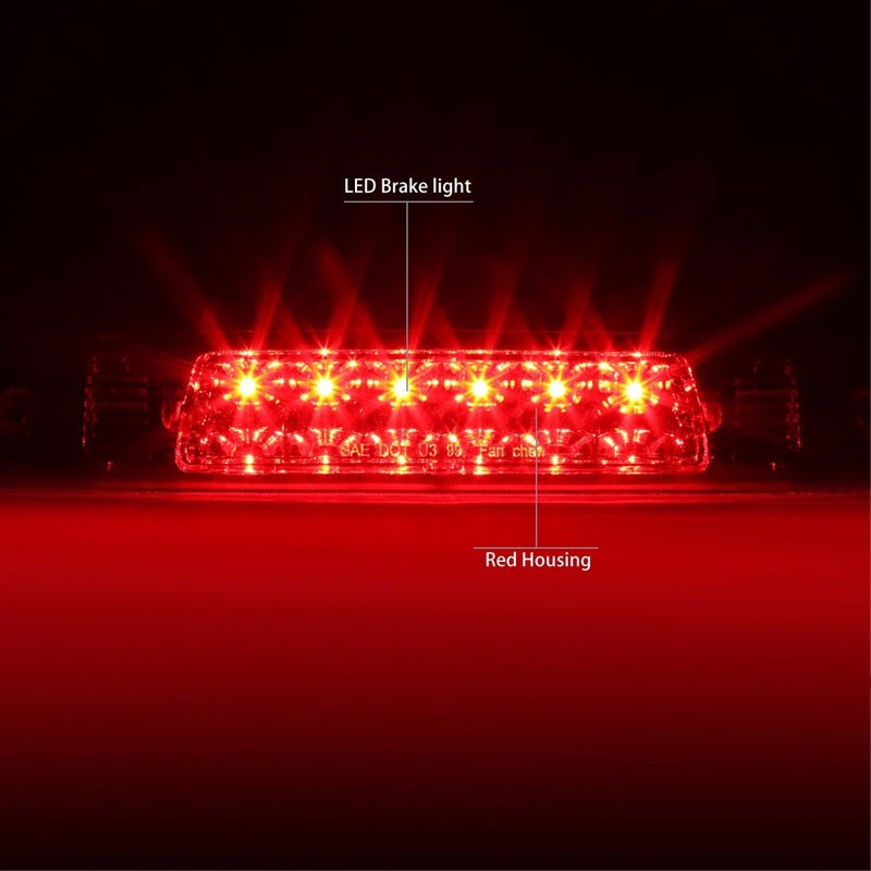 Chrome Housing Red Len Rear Third Brake Red LED Light For 01-03 Highlander XU20-Exterior-BuildFastCar