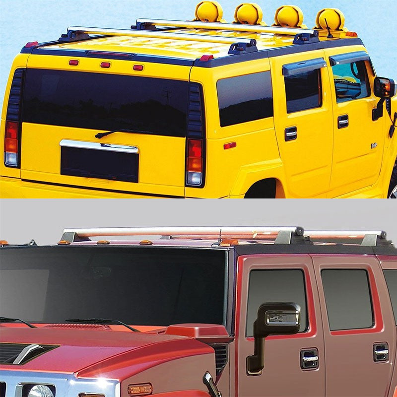Black Aluminum Roof Rack Top Crossbar Luggage/Cargo Bar Rail For 03-09 Hummer H2-Exterior-BuildFastCar