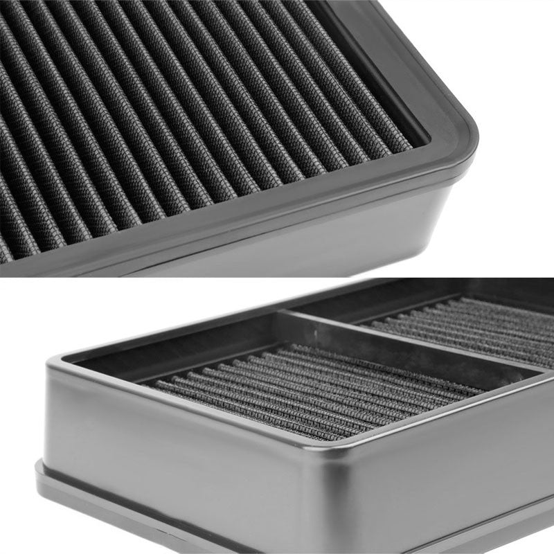 Black Washable/Reusable Cotton Airbox Drop-In Panel Air Filter For 08-15 Lancer-Performance-BuildFastCar