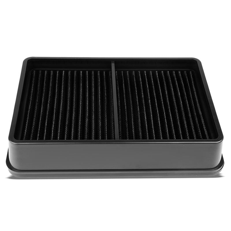 Black Washable/Reusable Cotton Airbox Drop-In Panel Air Filter For 08-15 Lancer-Performance-BuildFastCar