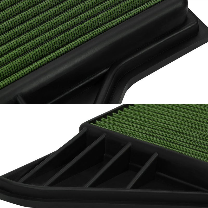 Reusable Green High Flow Drop-In Air Filter For Mustang 10 4.6L/11-14 3.7/5.0L-Performance-BuildFastCar