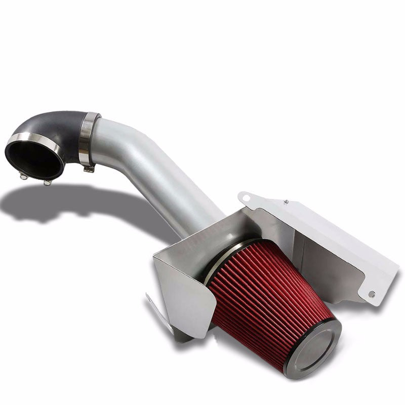 Polish Black Shortram Air Intake+Heat Shield+Red Filter For Chevy/GMC V8 GMT900-Performance-BuildFastCar