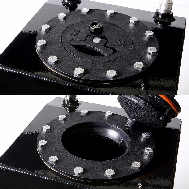 Black Aluminum 3 Gallon/11.4L Gas Fuel Cell Tank/Black Cap Door+Level Sender-Performance-BuildFastCar