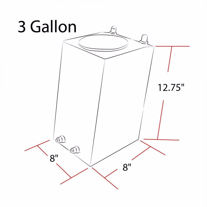 Black Aluminum 3 Gallon/11.4L Gas Fuel Cell Tank/Black Cap Door+Level Sender-Performance-BuildFastCar