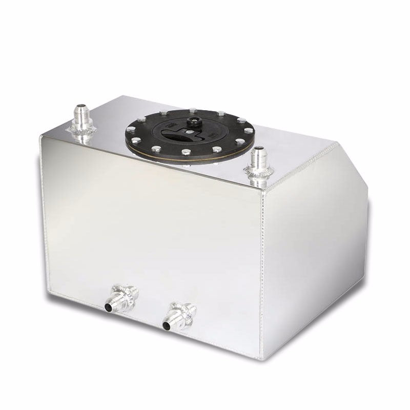 Polish Aluminum 4 Gallon/15L Gas Fuel Cell Tank/Black Cap Door+Level Sender-Performance-BuildFastCar