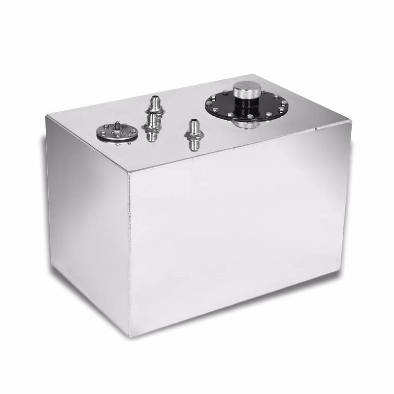 Polish Aluminum 12 Gallon/45.4L Gas Fuel Cell Tank/Black Cap Door+Level Sender-Performance-BuildFastCar