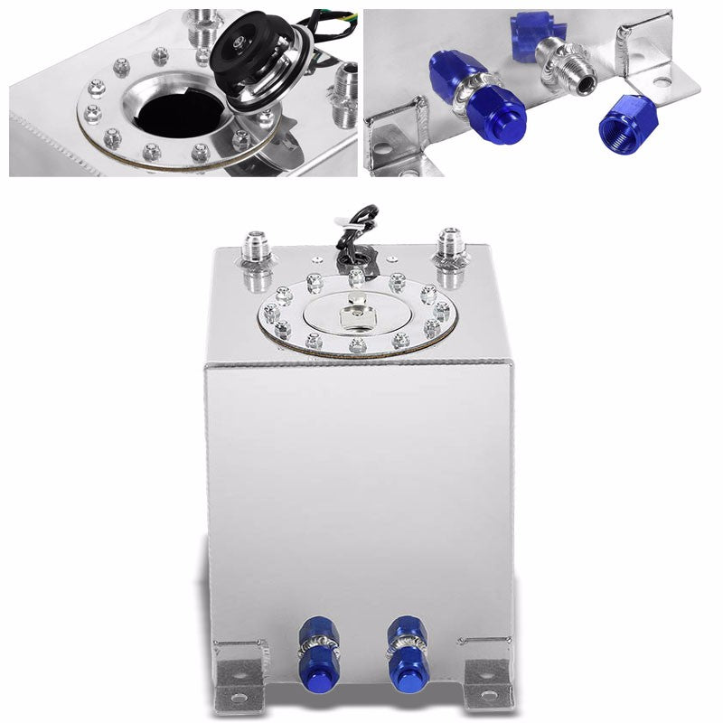 Polish Aluminum 2.5 Gallon/9.5L Gas Fuel Cell Tank/Polish Cap Door+Level Sender-Performance-BuildFastCar