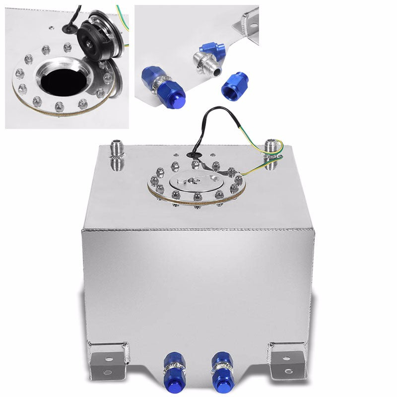 Polish Aluminum 5 Gallon/18.8L Gas Fuel Cell Tank/Polish Cap Door+Level Sender-Performance-BuildFastCar