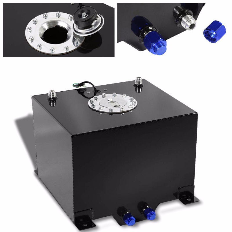Black Aluminum 8 Gallon/30.5L Gas Fuel Cell Tank/Polish Cap Door+Level Sender-Performance-BuildFastCar