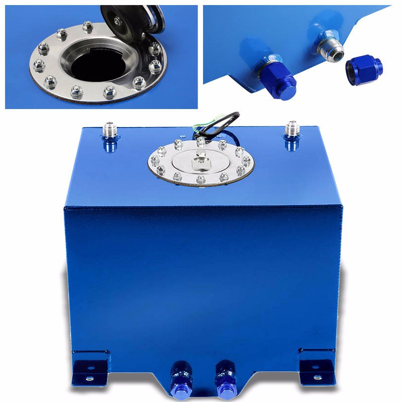 Blue Aluminum 8 Gallon/30.5L Gas Fuel Cell Tank/Polish Cap Door+Level Sender-Performance-BuildFastCar