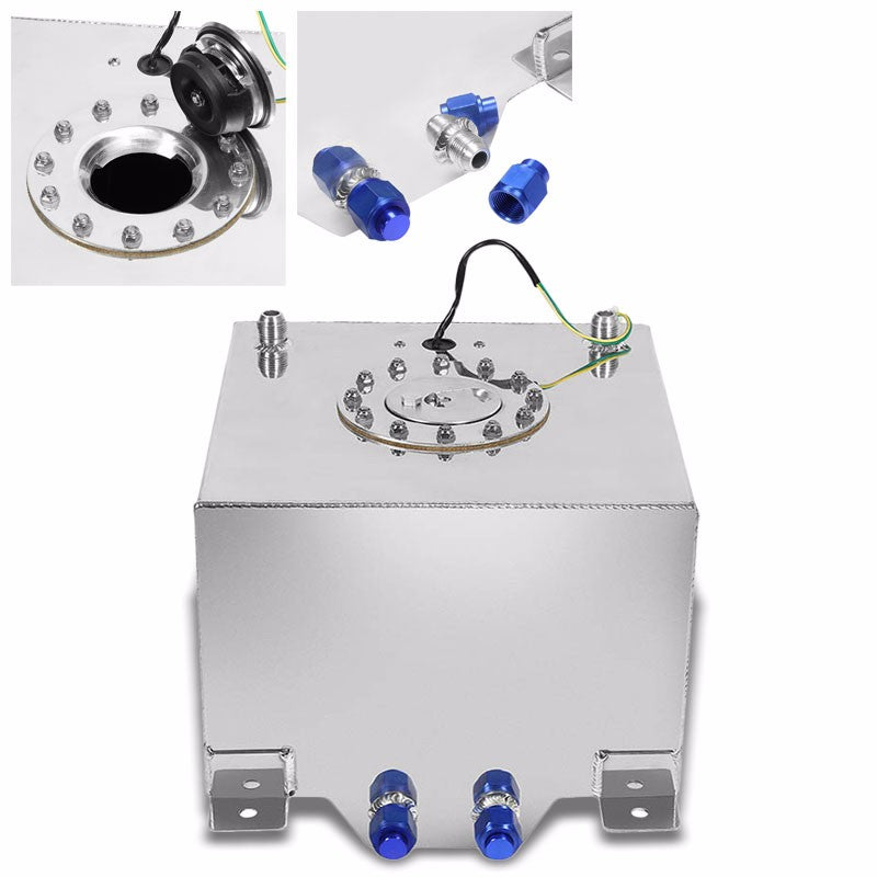 Polish Aluminum 8 Gallon/30.5L Gas Fuel Cell Tank/Polish Cap Door+Level Sender-Performance-BuildFastCar