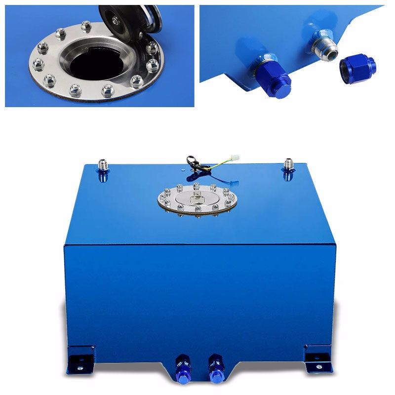 Blue Aluminum 10 Gallon/38L Gas Fuel Cell Tank/Polish Cap Door+Level Sender-Performance-BuildFastCar