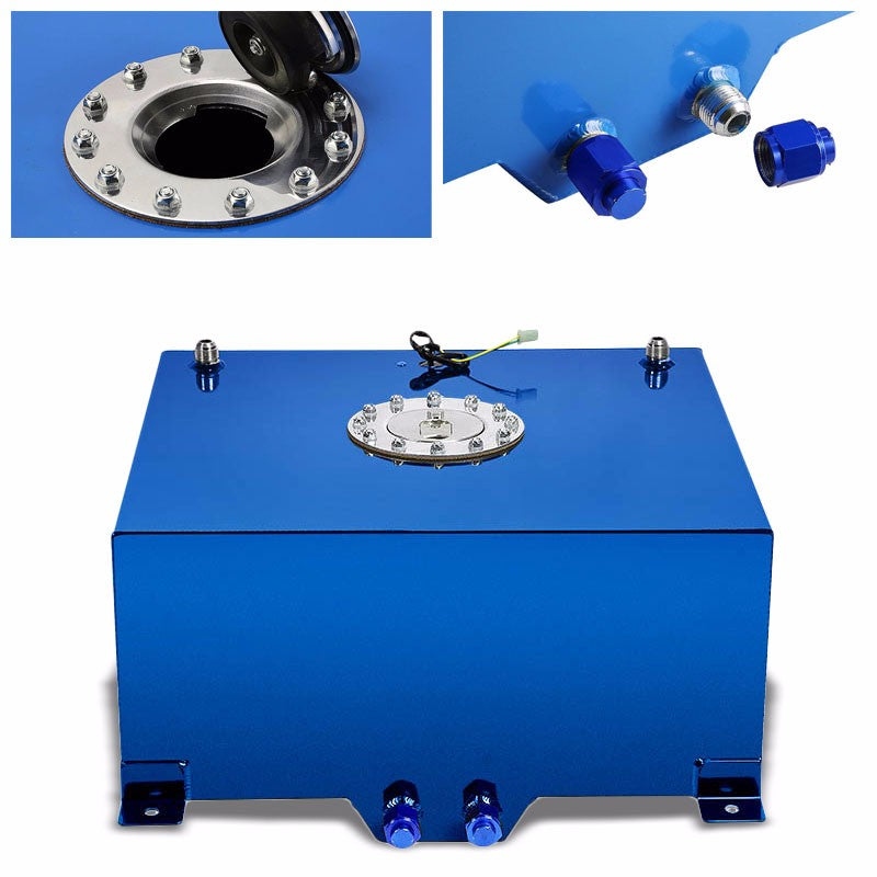 Blue Aluminum 15.5 Gallon/59L Gas Fuel Cell Tank/Polish Cap Door+Level Sender-Performance-BuildFastCar