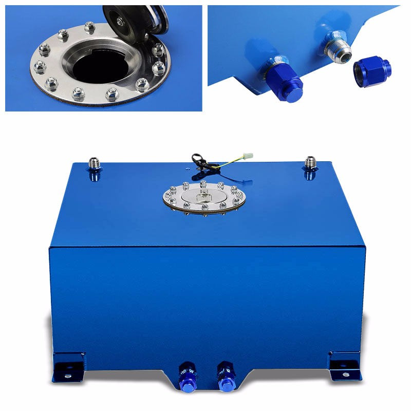 Blue Aluminum 15 Gallon/57L Gas Fuel Cell Tank/Polish Cap Door+Level Sender-Performance-BuildFastCar