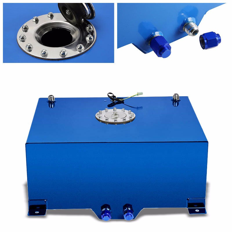 Blue Aluminum 20 Gallon/76L Gas Fuel Cell Tank/Polish Cap Door+Level Sender-Performance-BuildFastCar