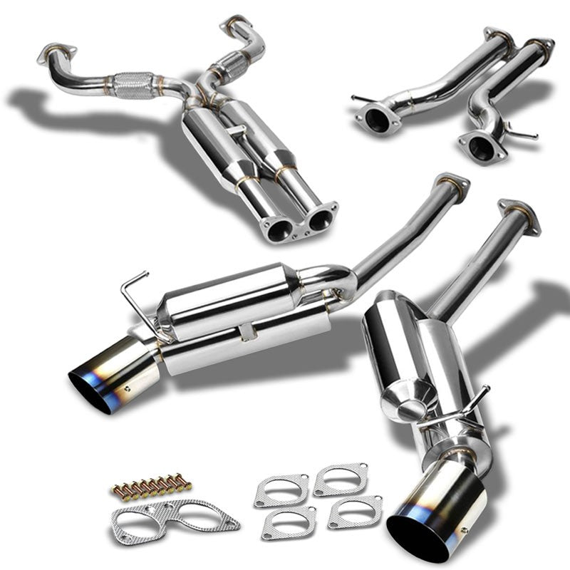 4.5" Burnt Muffler Tip Exhaust Catback System For 09-19 Nissan 370Z Z34 3.7L V6-Performance-BuildFastCar