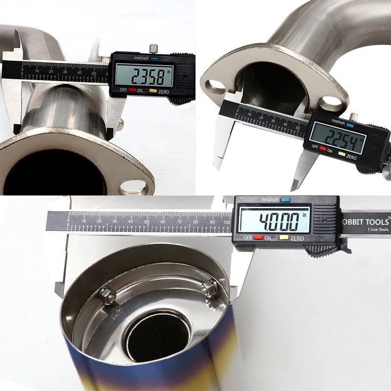 4.5" Burnt Muffler Tip Exhaust Catback System For 90-93 Acura Integra 1.7L/1.8L-Performance-BuildFastCar