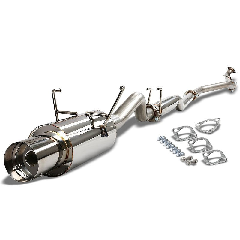 4" Round Muffler Tip Exhaust Catback System For 01-05 Civic EM/ES 1.7L SOHC-Performance-BuildFastCar