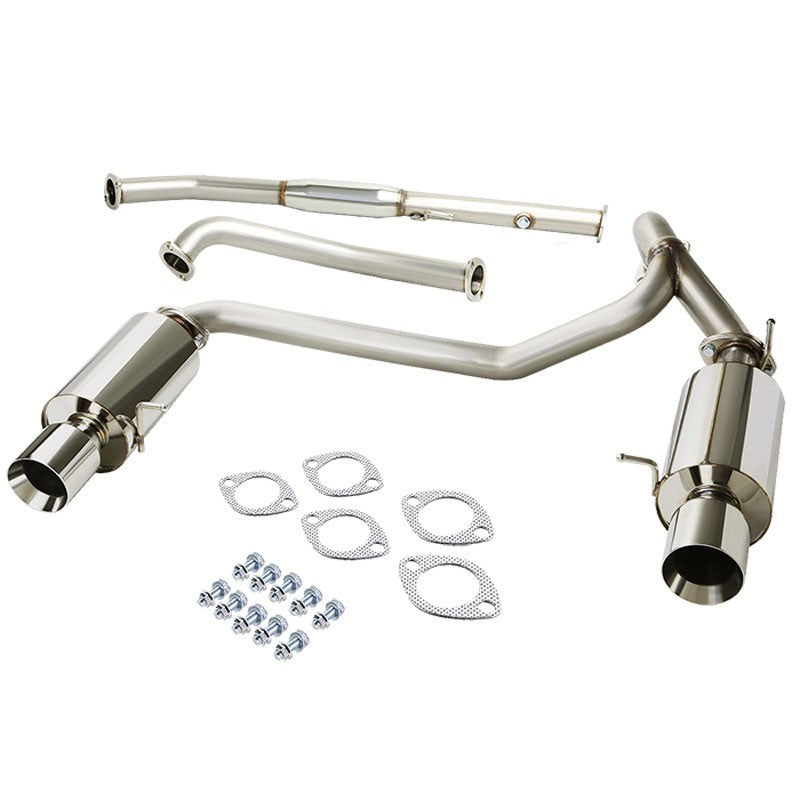 4" Dual Slant Roll Muffler Tip Exhaust Catback System For 03-08 Tiburon GK 2.0L-Performance-BuildFastCar