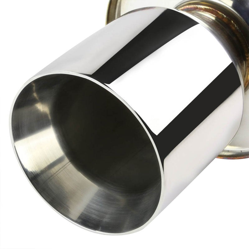4" Dual Rond Slant Roll Muffler Tip Exhaust Catback System For 07-08 Tiburon GK-Performance-BuildFastCar