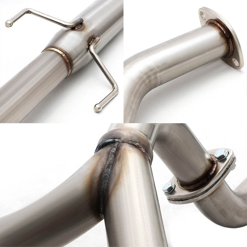 4" Dual Rond Slant Roll Muffler Tip Exhaust Catback System For 07-08 Tiburon GK-Performance-BuildFastCar