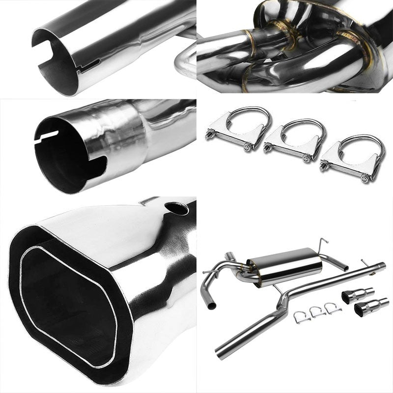 Dual Square Double Wall Muffler Tip Exhaust Catback System For 07-16 Wrangler JK-Performance-BuildFastCar