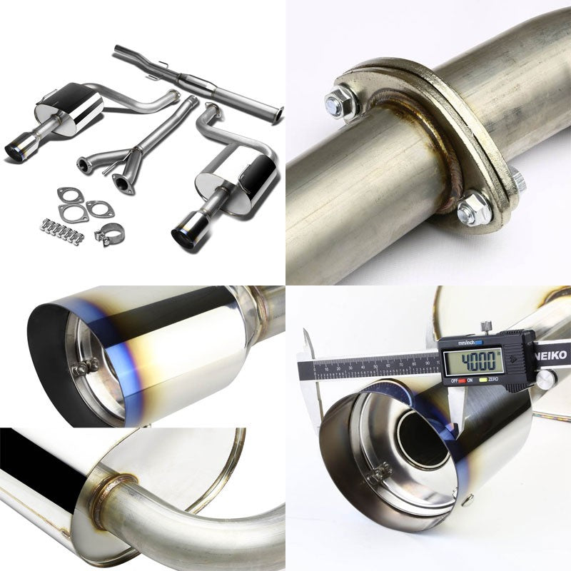 4" Dual Slant Burnt Muffler Tip Exhaust Catback System For 09-14 Maxima A35 3.5L-Performance-BuildFastCar