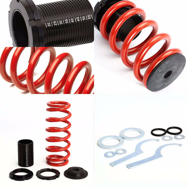 Front/Rear Scaled Black Coilover Red Lowering Spring For 91-99 3000GT/Stealth V6-Suspension-BuildFastCar