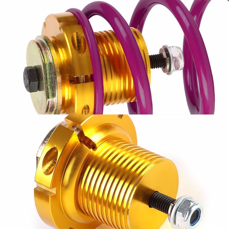 Front/Rear 1"-4" Adjust Purple Suspension Lowering Spring+Perch For 06-11 Civic-Suspension-BuildFastCar