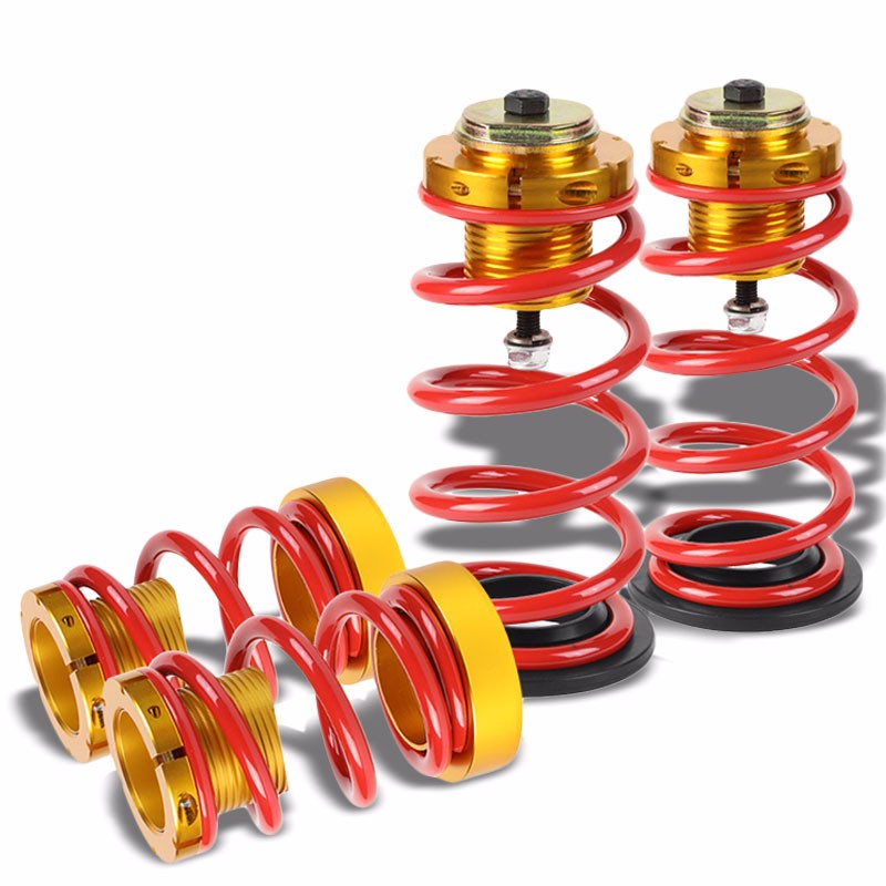 Front/Rear 1"-4" Adjust Red Suspension Lowering Spring+Perch For 06-11 Civic-Suspension-BuildFastCar
