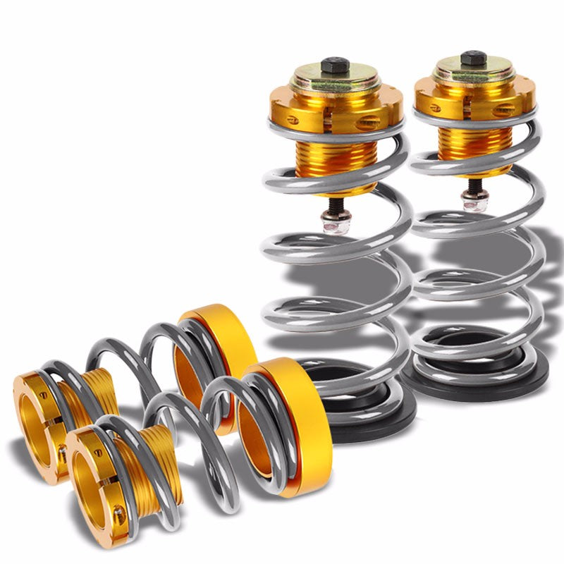 Front/Rear 1"-4" Adjust Silver Suspension Lowering Spring+Perch For 06-11 Civic-Suspension-BuildFastCar