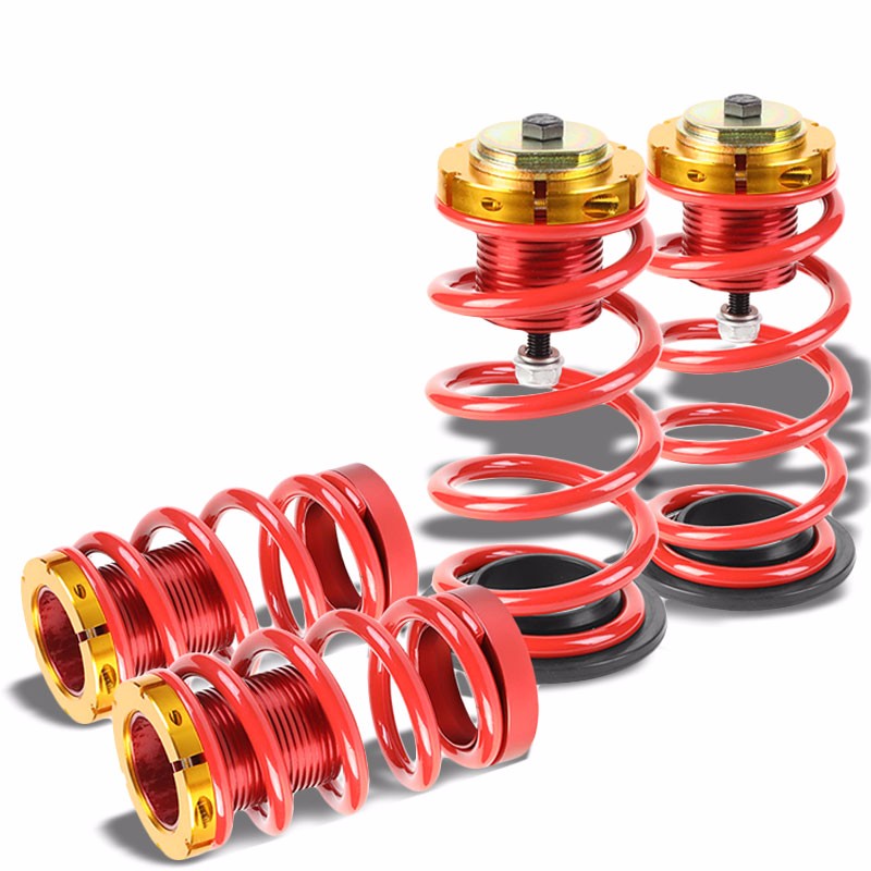 Front/Rear 1"-4" Adjust Red Suspension Lowering Spring+Perch For 12-15 Civic-Suspension-BuildFastCar